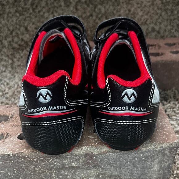 Outdoor Master Synthetic Leather Biker Cycling Shoes with Cleats Black/Red 42 - Picture 7 of 9